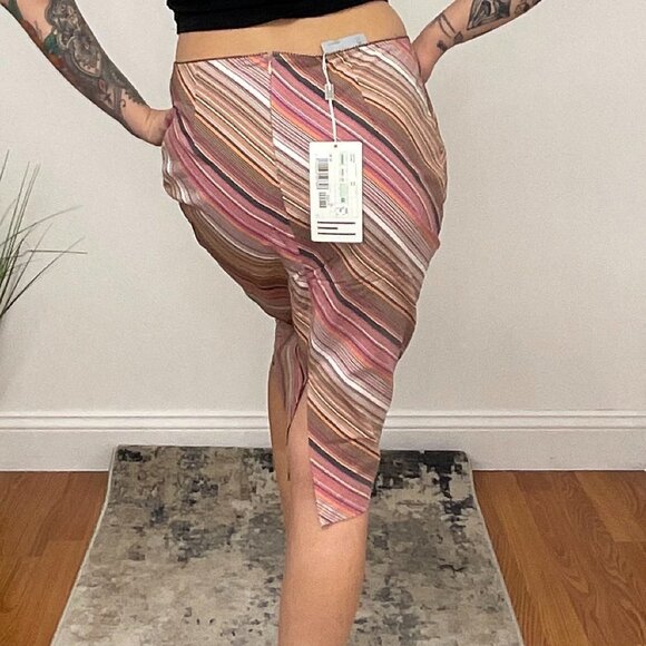 Y2K Missoni Striped Regular Pencil Skirt Back Zip Size 12 Pink - Picture 7 of 8
